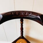 Wood and Rattan Corner Chair – Mid Century Accent Chair, Small Vintage Side Chair - Image 6